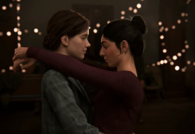 Ellie e Dina em momento romântico de The Last of Us Part II