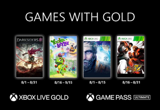 Imagem promocional do Games With Gold de agosto de 2021