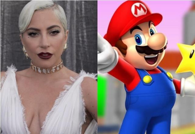 Lady Gaga à esquerda; Mario à direita