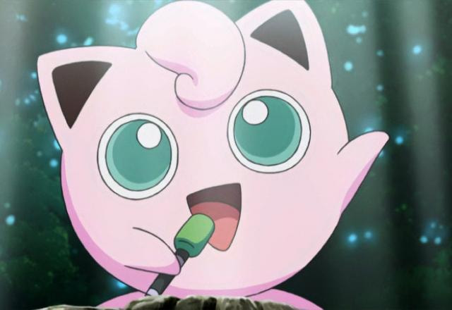 O Pokémon Jigglypuff cantando