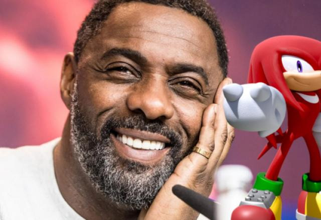 Montagem mostrando Idris Elba e o personagem Knuckles