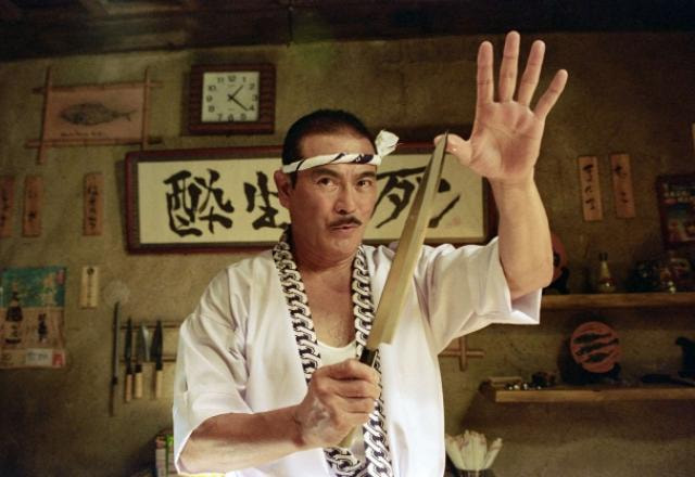 Sonny Chiba no papel de Hattori Hanzo, em Kill Bill