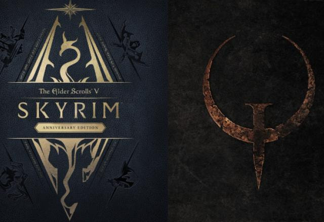 Imagem promocional de Skyrim Anniversary Edition e Quake Remaster