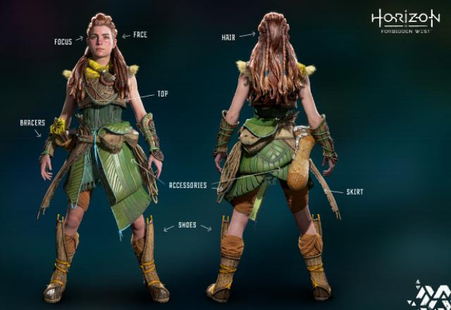 Imagem promocional dos guias de cosplay de Aloy, de Horizon Forbidden West