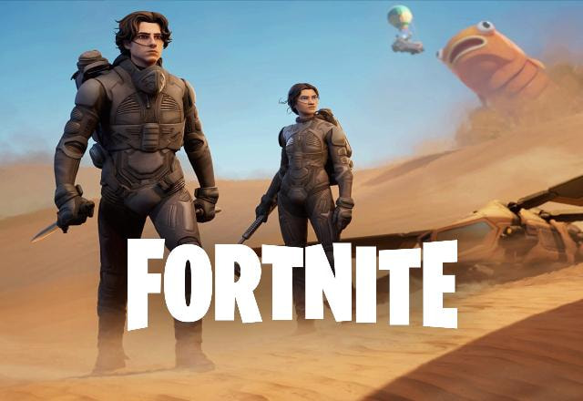 Imagem promocional de skins de Duna dentro do Fortnite