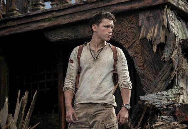 Imagem promocional de Tom Holland como Nathan Drake em Uncharted