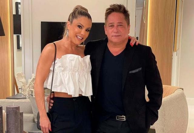 Poliana e Leonardo abraçados