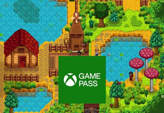 Imagem promocional de Stardew Valley com o logo do Game Pass