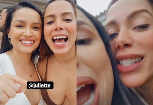 Stories de Anitta ao lado de Juliette durante confraternização em sua mansão