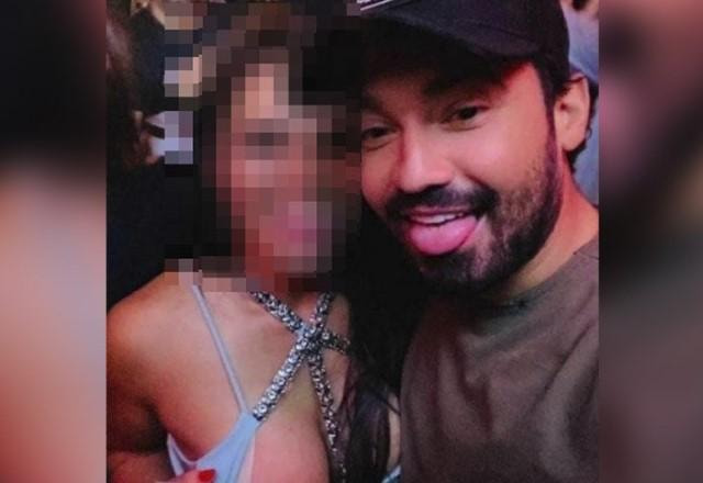 Fernando Zor posa ao lado de Francieli Padilha em bar