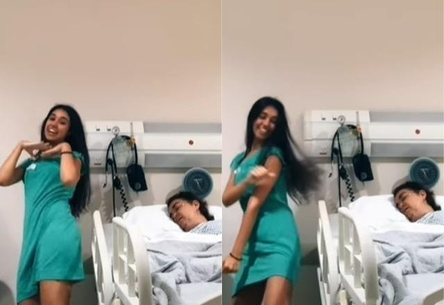 Influenciadora digital Ste Mecco faz dança do TikTok ao lado de leito de hospital da mãe