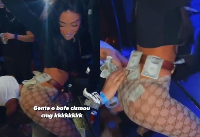 MC Mirella aparece rebolando em boate e recebendo chuva de dinheiro