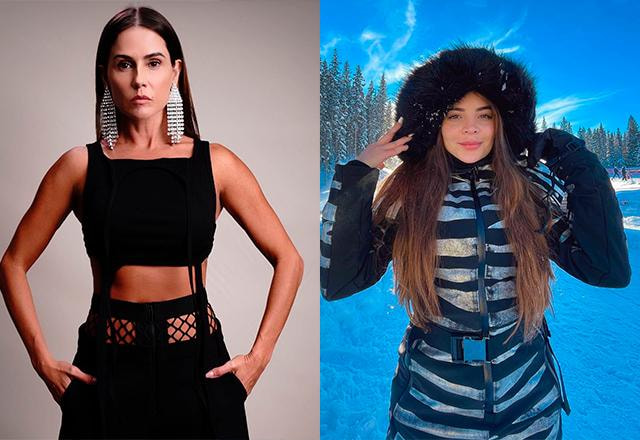 montagem com fotos de Deborah Secco e Gkay