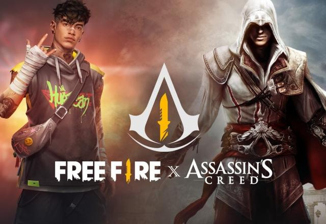 Imagem promocional do crossover entre Free Fire e Assassin's Creed