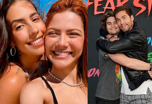 montagem mostra foto de gabi e sarah ao lado de foto de chase e austin