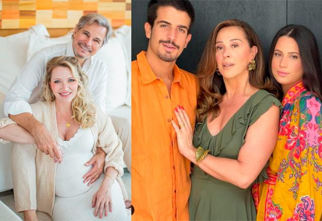 montagem com foto de edson e Karin Roepke com foto de claudia com sophia e enzo