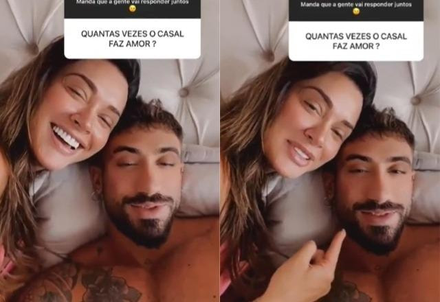 Juju Salimeni surge deitada ao lado do namorado, Diogo Basaglia, nos stories do Instagram