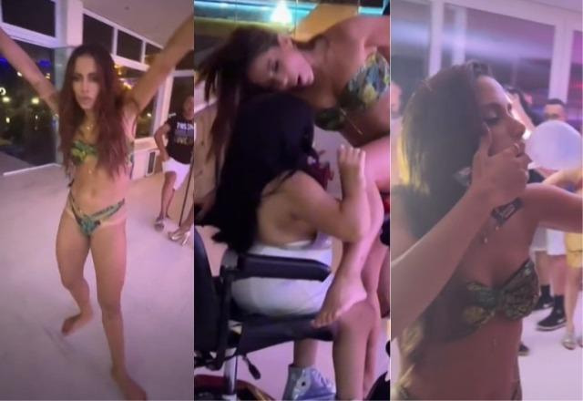 Prints do vídeo em que Anitta aparece causando em festa
