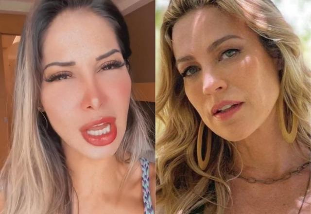 Print dos stories de Maíra Cardi à esquerda; Foto de Luana Piovani à direita