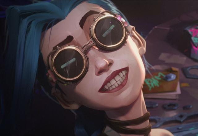 Imagem da personagem Powder/Jinx sorrindo em um dos episódios de Arcane