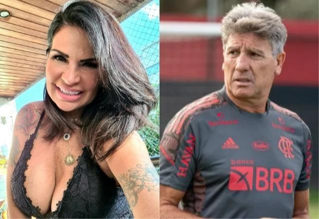 Solange Gomes à esquerda; Renato Gaúcho à direita