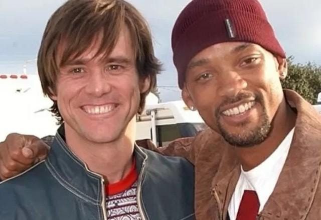 Jim Carrey e Will Smith posam juntos para foto.