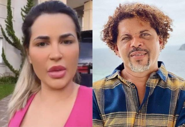 Deolane Bezerra nos stories à esquerda; Givaldo Alves à direita