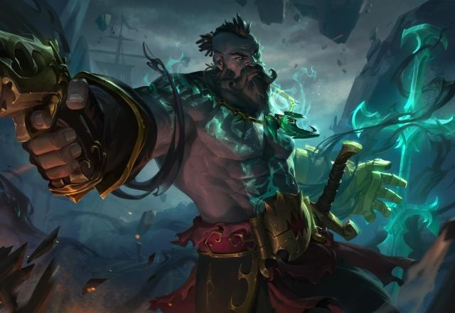 Splash art da skin Gankplak, o Traidor