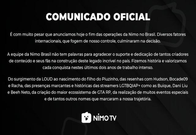 Comunicado NimoTV