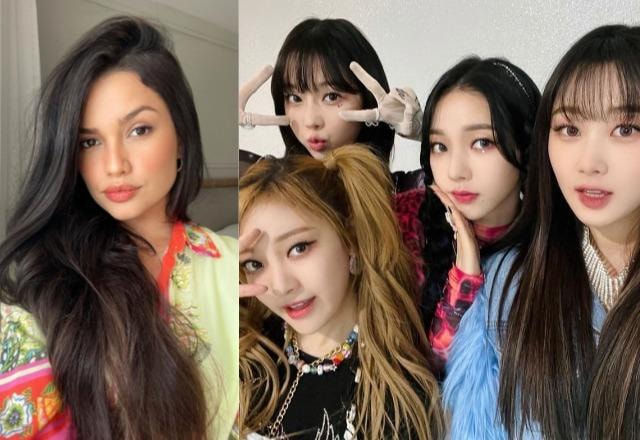 Juliette Freire à esquerda; Grupo de K-Pop aespa à direita
