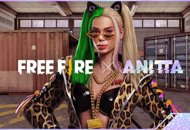 Banner de anúncio Free Fire e Anitta