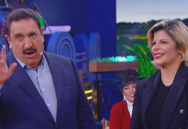 O apresentador Ratinho e Paula Mattos.