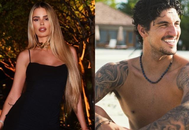 Yasmin Brunet à esquerda; Gabriel Medina à direita