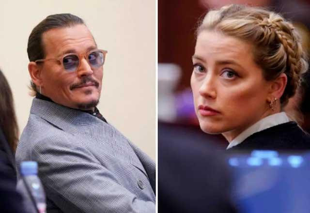 Johnny Depp à esquerda; Amber Heard à direita