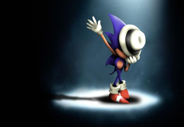 Arte de fã com Sonic fazendo um cosplay de Michael Jackson