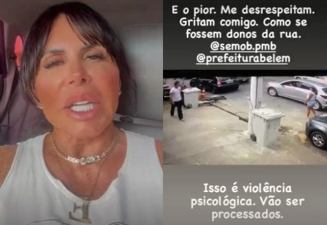 Prints dos stories da Gretchen contando sobre a agressão verbal