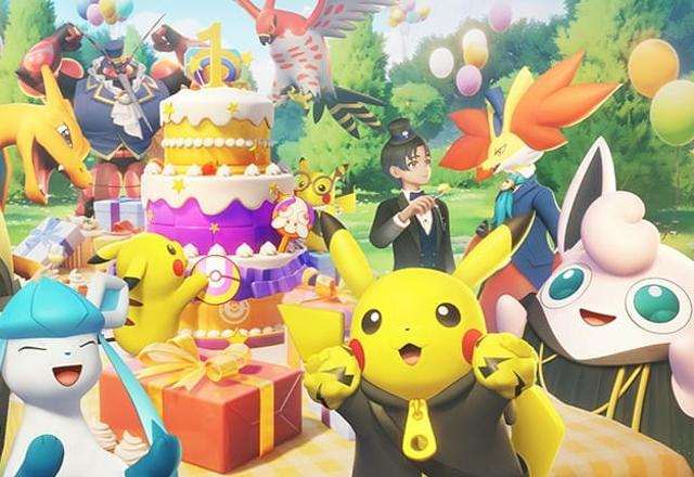 Imagem comemorativa do aniversário de 1 ano de Pokémon UNITE