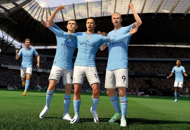 Imagem vazada de FIFA 23 com o time do Manchester City