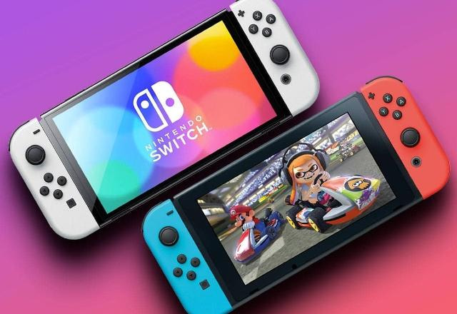 Imagem promocional do Nintendo Switch e Nintendo Switch OLED