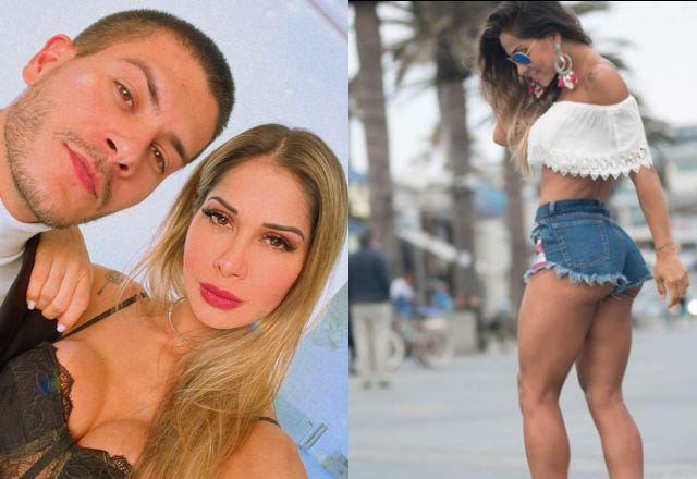 Homem e mulher abraçados e mulher de lado