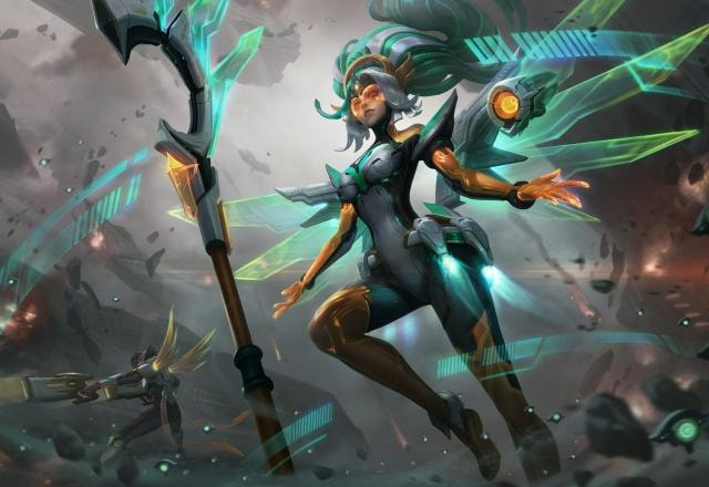 Splash art da skin Janna Aura Cibernética