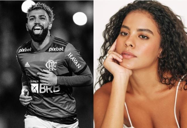 Gabigol à esquerda; Bella Campos à direita