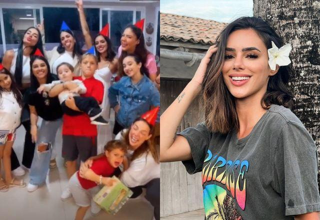 Bruna Biancardi, Davi Lucca, Carol Dantas e amigos em comemoração de aniversário