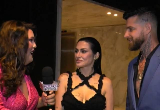 Cleo e o marido, Leandro D'Lucca, em entrevista com Fofoquito