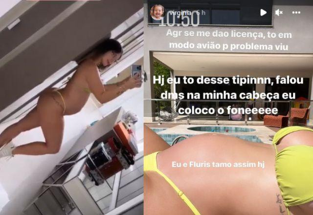 Montagem de fotos de Virginia Fonseca exibindo barriga de 7 meses