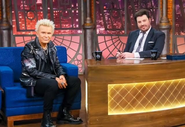 Billy Idol e Danilo Gentili durante o The Noite.