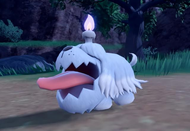 Imagem promocional de Greavard, o novo Pokémon do tipo Fantasma em Scarlet & Violet