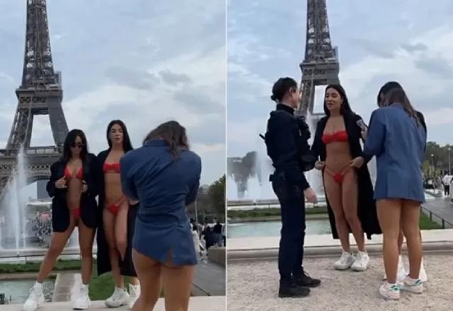 Cantoras sendo abordadas por policiais em Paris