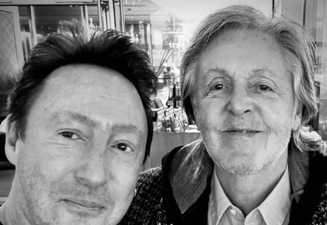 Julian Lennon e Paul McCartney se encontram em aeroporto