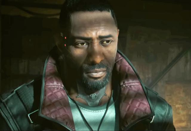 Imagem promocional de Idris Elba em Cyberpunk 2077